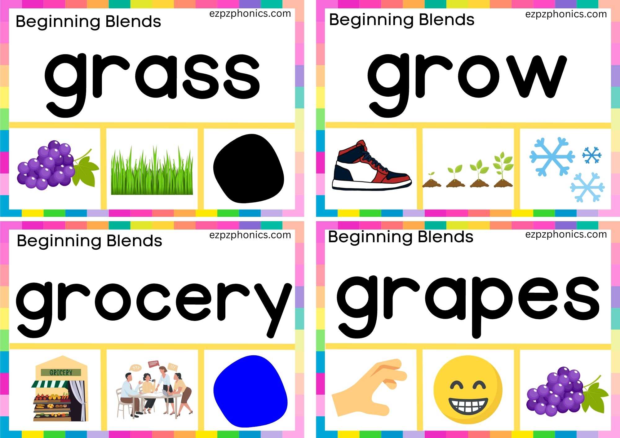GR Beginning Blends Clip Cards Read The Words And Clip The Correct Images Set 2